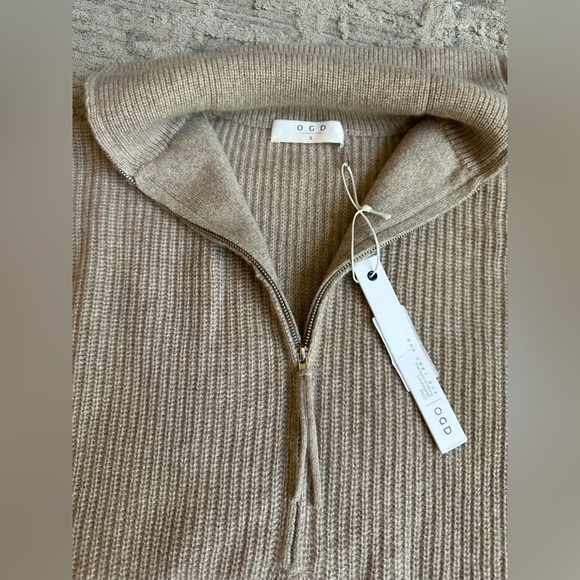 One Grey Day 100% Cashmere‎ Half Zip Sweater Dress Beige New Luxury Soft Size S - Picture 4 of 8
